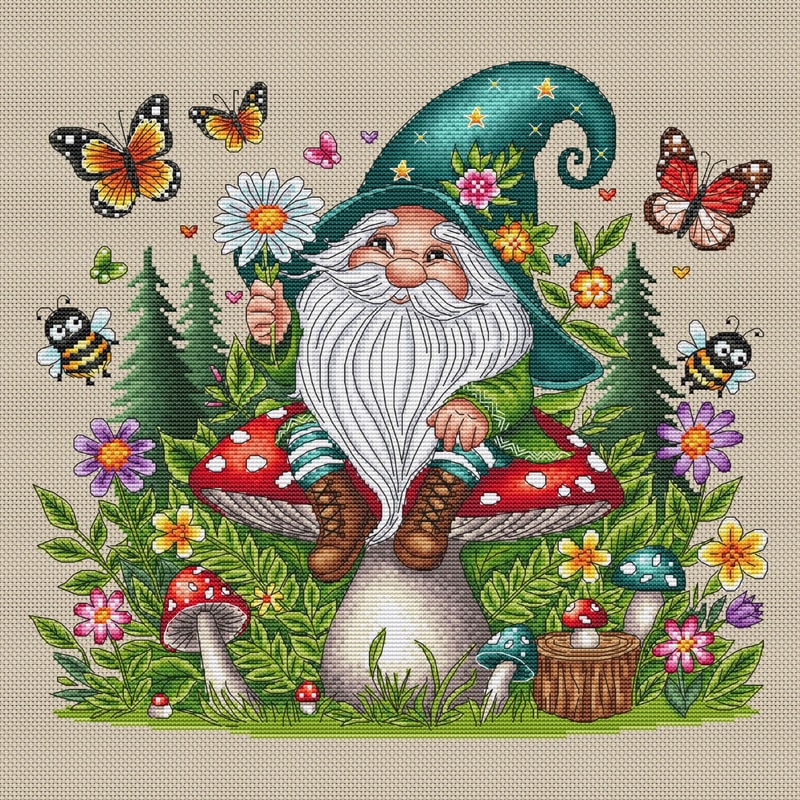 Lks Ama Patterns Gnome cross stitch pattern PDF, fly agaric cross stitch, ama | Inspire ...