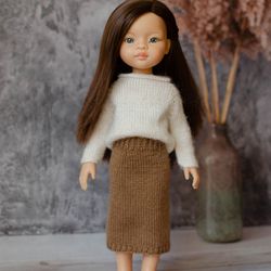 Knitted sweater, skirt for Paola Reina doll