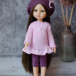Knitted tunic, breeches and beret for Paola Reina doll