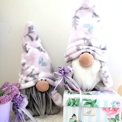 Lavender spring gnome home decor handmade