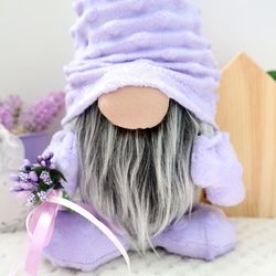 Lavender plush gnome decor gift for home