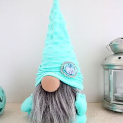 Mint plush gnome home decor. gift for friends