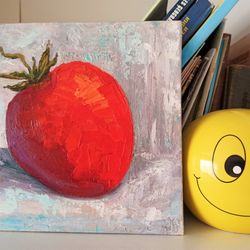 Tomato painting on canvas panel 20x20cm Original Oil Painting Fruits Still Life