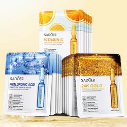 24k gold hyaluronic acid face mask, firming, moisturizing & brightening facial masks for radiant skin care