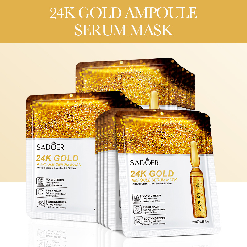 24K Gold Hyaluronic Acid Face Mask Firming Moisturizing  Brightening Facial Masks For Radiant Skin  4