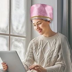 electric hair steamer cap, waterproof self heating thermal treatment hat for spa nourishing hair care