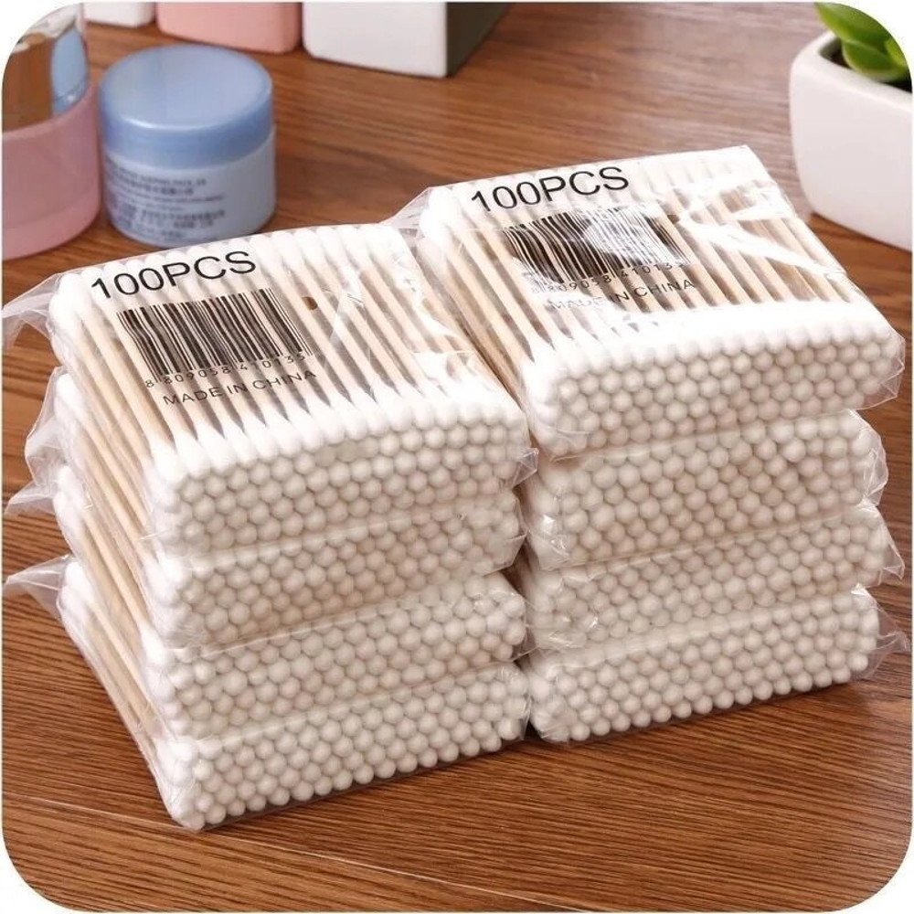 Double Head Wood Cotton Swabs for Nose, Ears, and Makeup, Eco-Friendly Cleaning Tools for Women, Lipstick, and Daily Use