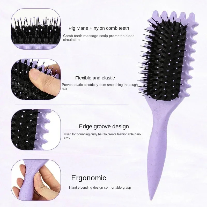 Women's Hair Comb, Hollow Shaped Curly Hair Comb with Multi-Functional Scalp Massage & Anti-Static Fluffy Hair Brush