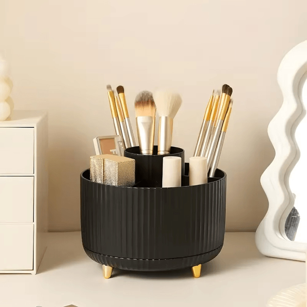 360 Rotating 5Slot Makeup Brush Holder Organizer MultiFunctional Desk Vanity Cosmetic Storage 0