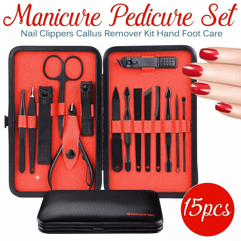15Piece Manicure And Pedicure Set For Men And Women Premium Stainless Steel Nail Clippers Scissors  0