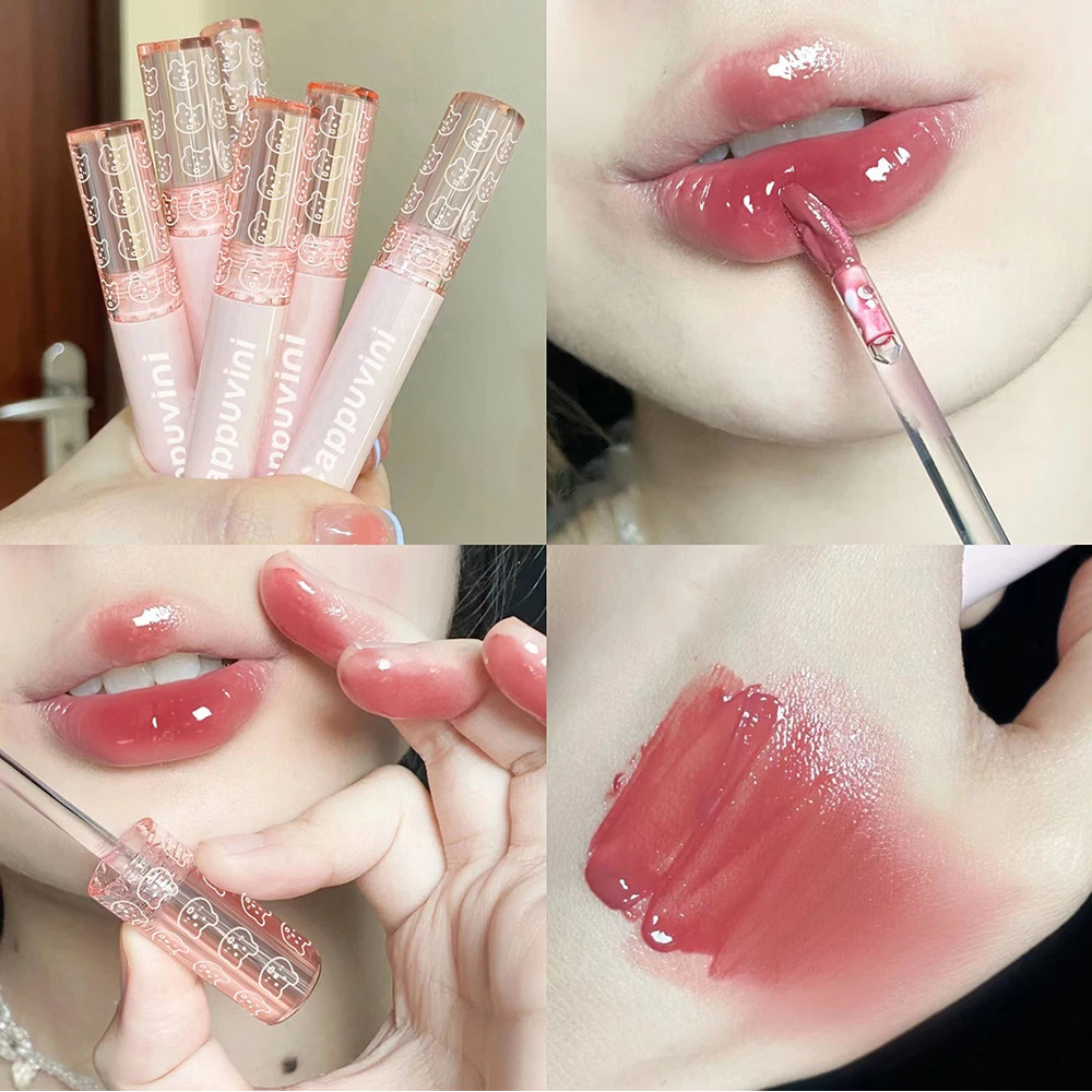 Cherry Pink Mirror, Water Lip Gloss Lip Glaze, Transparent Glass Lip Oil, Waterproof Liquid Lipstick, Clear Tint Makeup