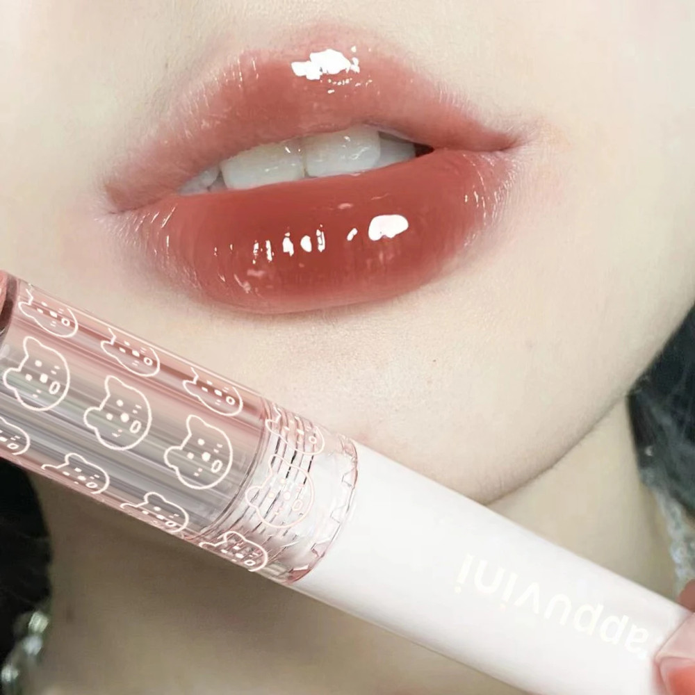 Cherry Pink Mirror, Water Lip Gloss Lip Glaze, Transparent Glass Lip Oil, Waterproof Liquid Lipstick, Clear Tint Makeup