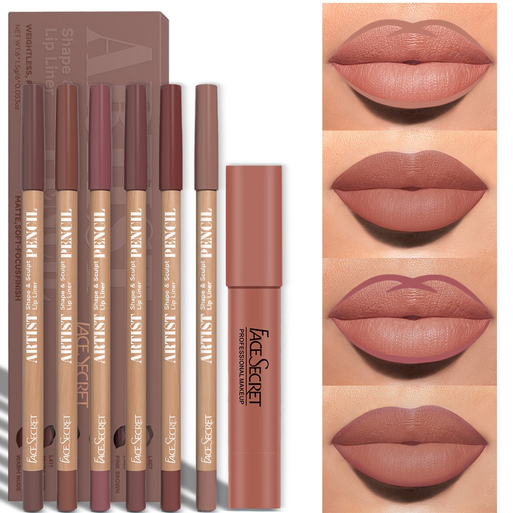 Makeup Set Matte Lip Liner, Lipstick Matte, Waterproof Long Lasting Lip Set, Daily Makeup, Gift Box Lip Crayon Set