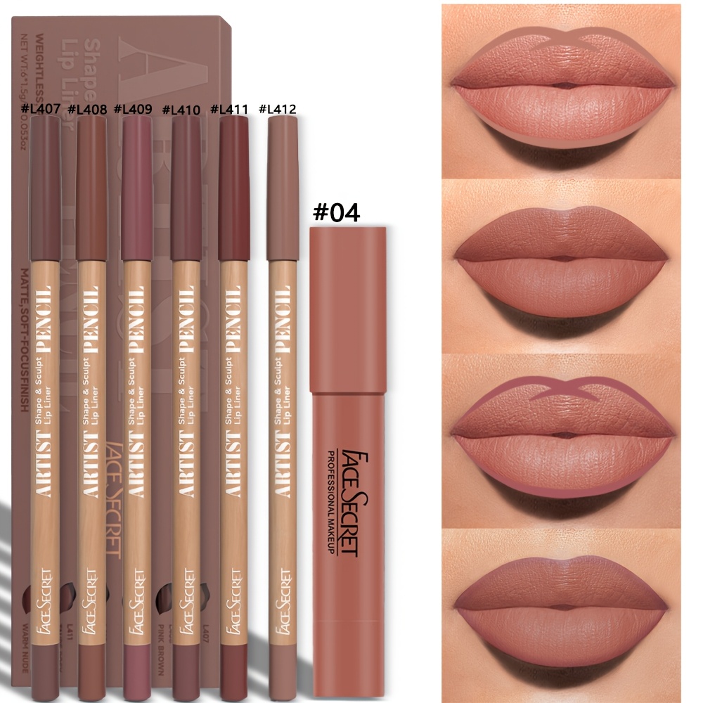 Makeup Set Matte Lip Liner, Lipstick Matte, Waterproof Long Lasting Lip Set, Daily Makeup, Gift Box Lip Crayon Set