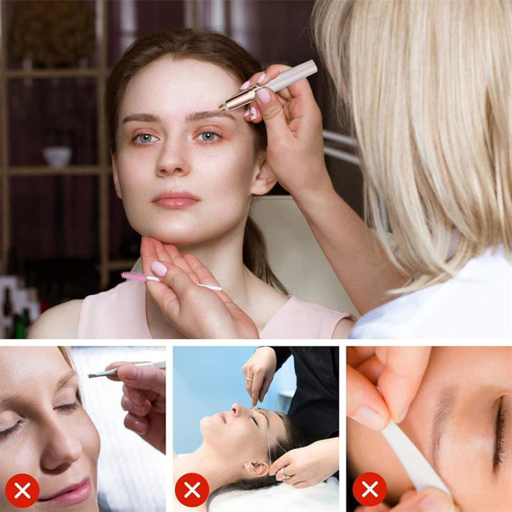 USB Rechargeable Electric Eyebrow Trimmer, Security Hair Removal Eye Brow Epilator Shaver & Painless Facial Razor