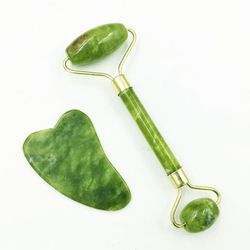 face jade scraping board roller massager, natural jade eye beauty bar for skin care, law tattoo recovery & stress relief