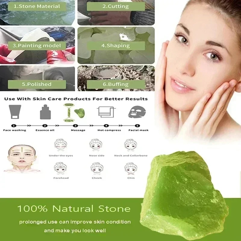 Premium Natural Jade Roller Face Gua Sha Stone Body Neck Massager Eye Care Spa Massage Tools AntiA 2