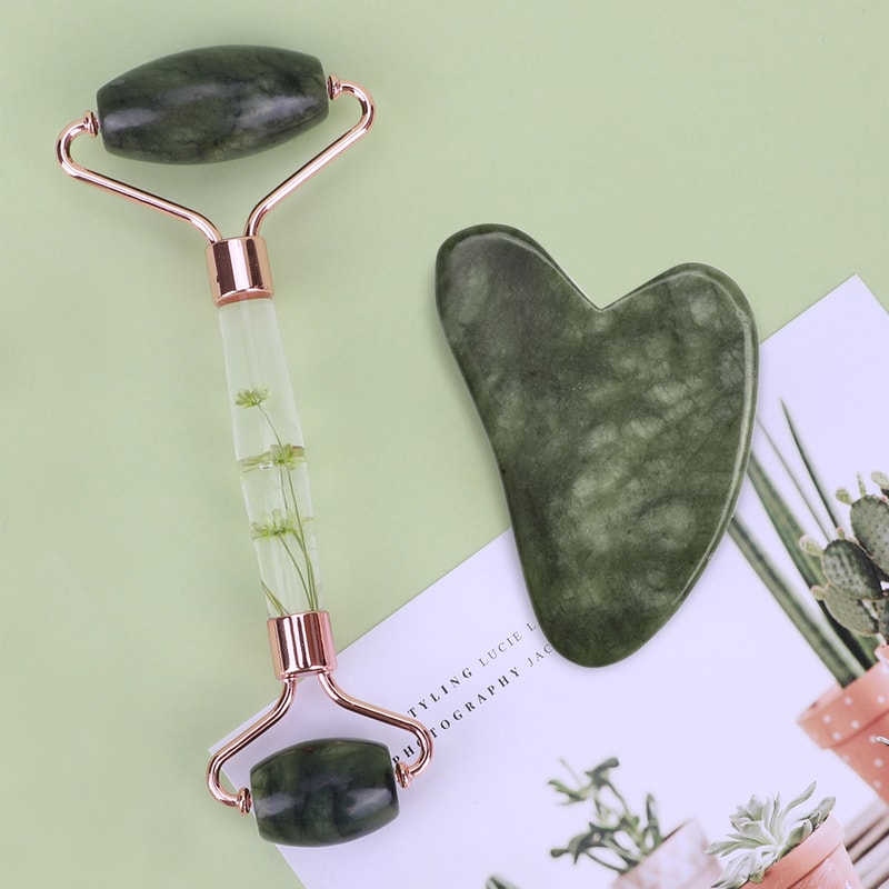 Natural Jade Gua Sha Jade Roller Set Facial Massager For Skin Care Neck Body Beauty Tools Slim Li 1