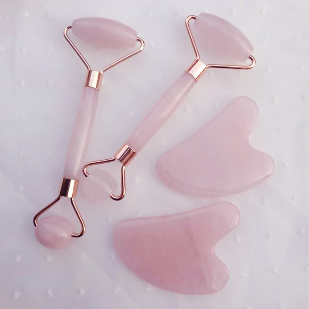 High-quality Quartz Jade Roller Massager For Face Body, Natural Anti-aging Stone Guasha Scraper Massage Tools