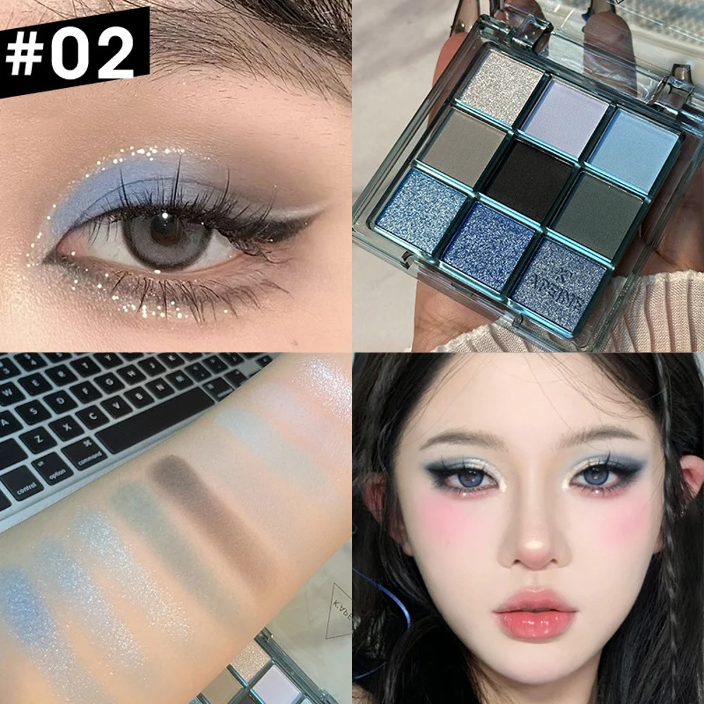 Dark Punk Smoked Eyeshadow Palette Blue Black Pearl Matte Makeup Palette Brightening Shimmer Eye Shadow for Smokey Glam