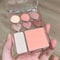 Heart-Shaped Color Pink Orange Eyeshadow Palette with Facial Blusher & Highlighter, Brightening, Lasting Eye Shadow