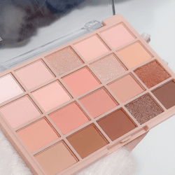 high-pigment color warm eyeshadow palette, romantic smoky & rose shades with matte & glitter, smudge-proof beauty