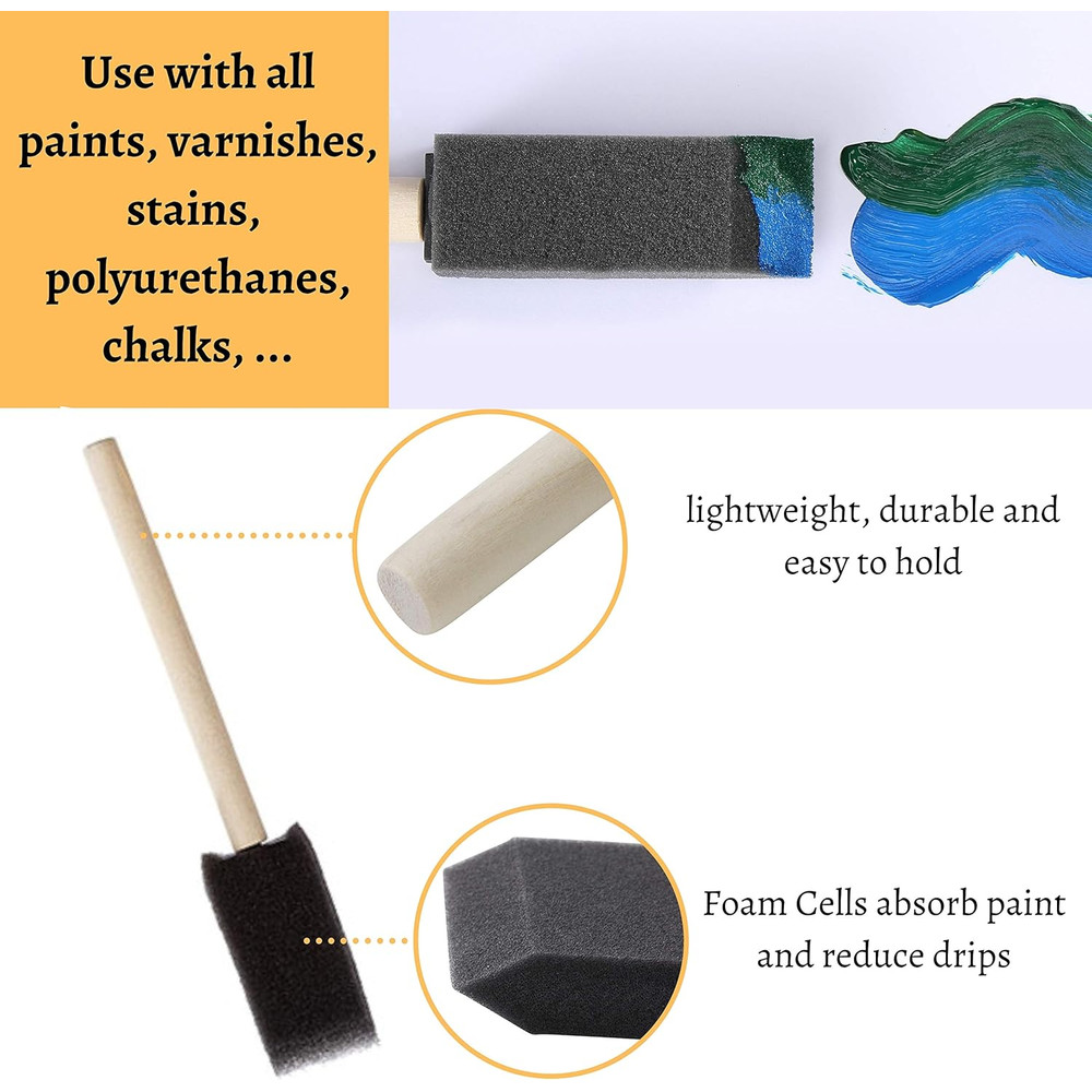 Sponge Brush Wooden Handle Watercolor Oil Stain Art Craft Painting Drawing Kit Art Tools For DIY 2
