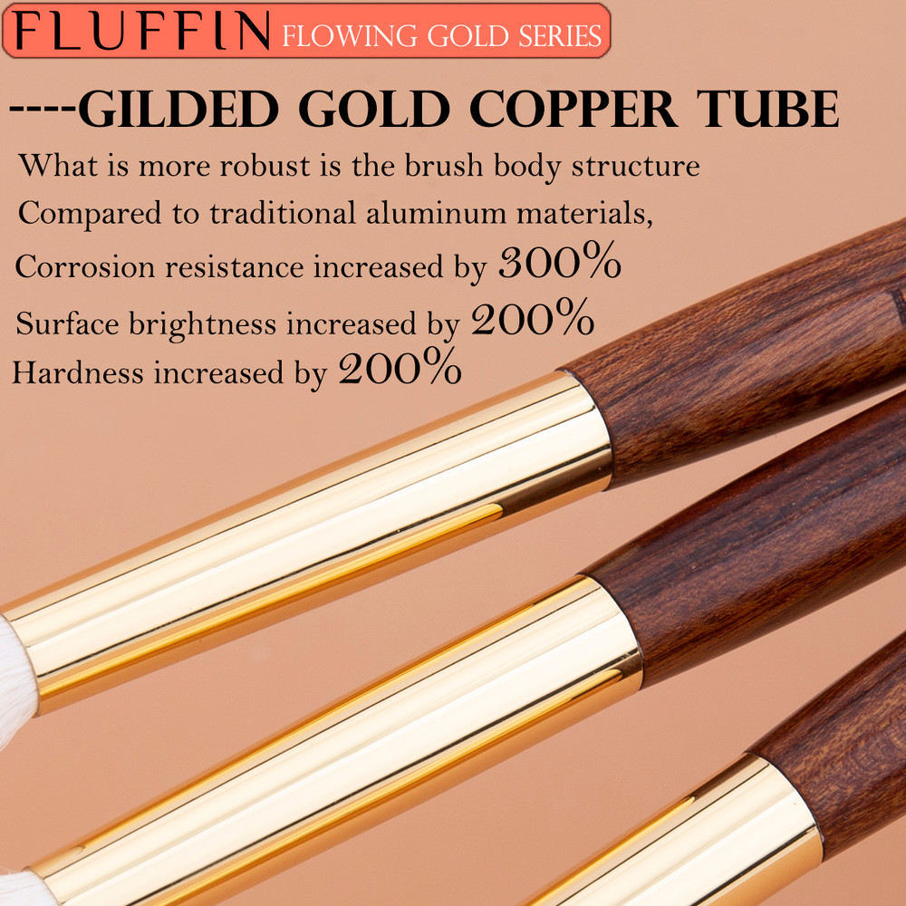 HighEnd FLUFFIN Crease Brush Goat Hair Flame Eyeshadow Nose Shadow Highlighter Brush Copper Rosewoo 3