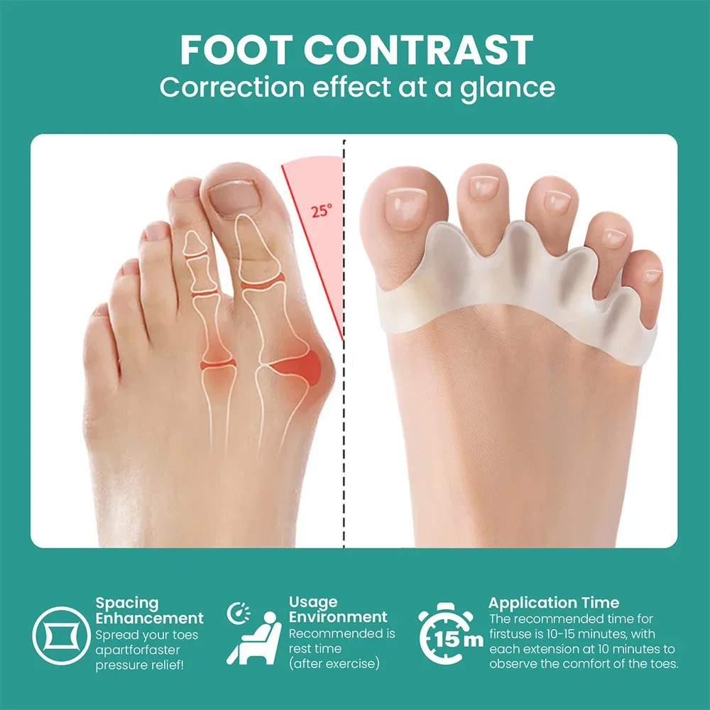 Silicone Toe Separator Bunion Corrector Soft Hammer Toe Straightener  Toe Alignment Foot Care Tool  2