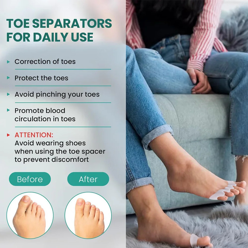 Silicone Toe Separator Bunion Corrector Soft Hammer Toe Straightener  Toe Alignment Foot Care Tool  4