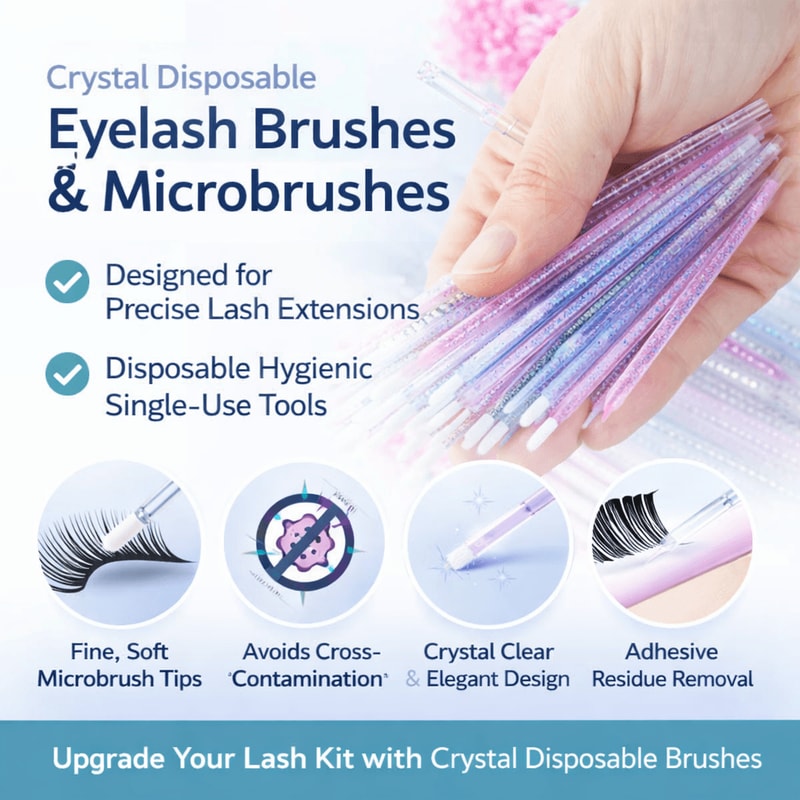 Crystal Disposable Eyelash Brushes Microbrushes For Precise Lash Extensions SingleUse Tools For Be 5
