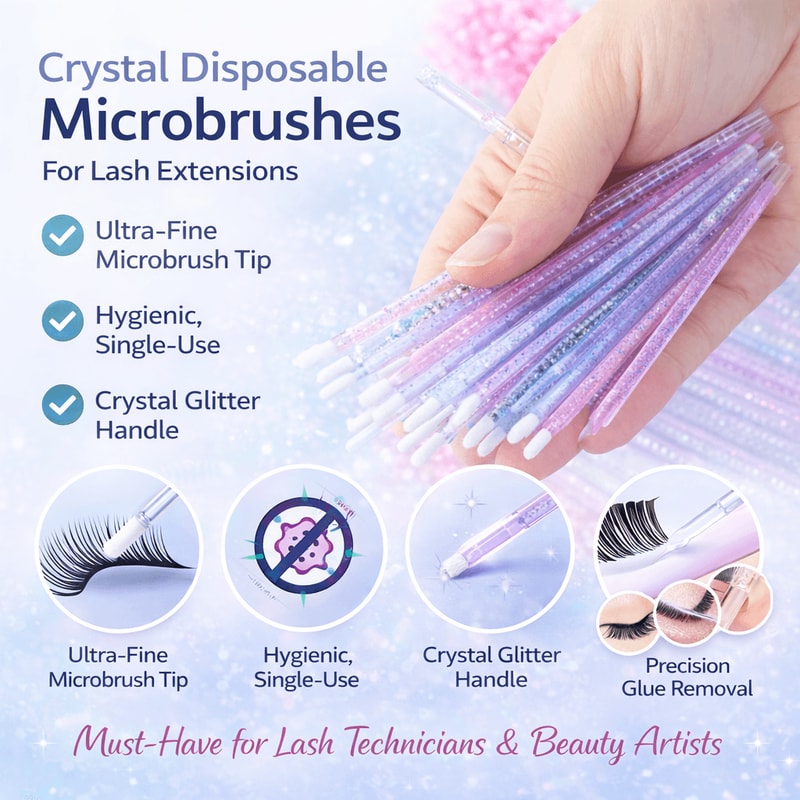 Crystal Disposable Eyelash Brushes Microbrushes For Precise Lash Extensions SingleUse Tools For Be 1