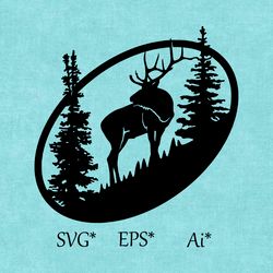 deer svg, nature, forest, hunting in the forest, hunting on a beast svg, eps, ai