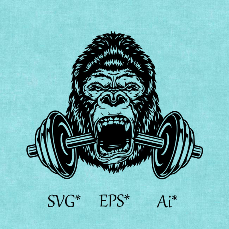 Gorilla SVG Bodybuilder Gorilla Head Barbell Majestic Gorilla Gorilla Scream Digital SVG EPS AI