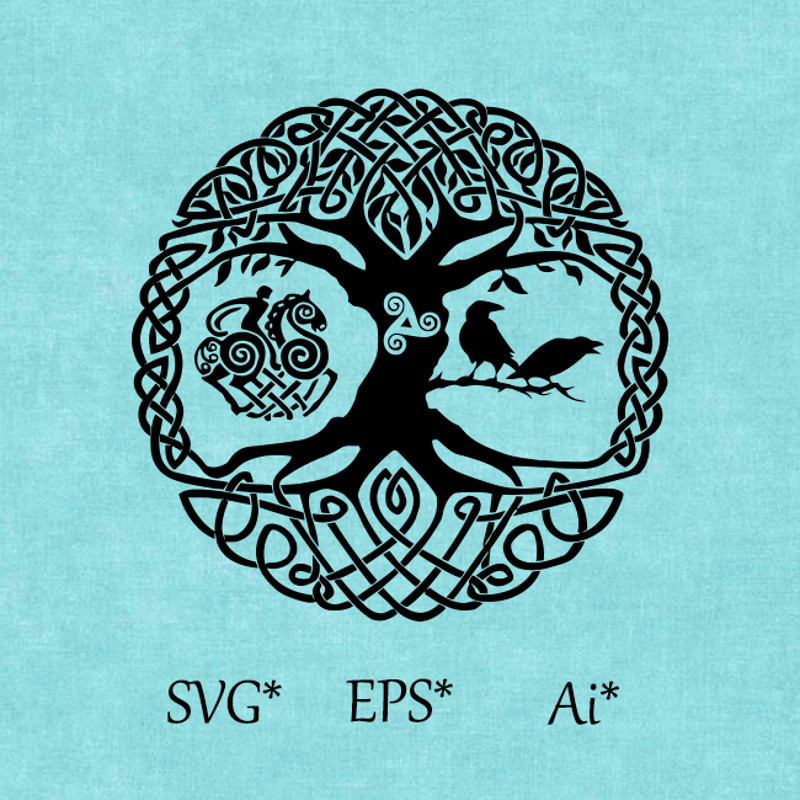 Vegvisir SVG Tree Yggdrasil GermanicScandinavian Mythology Ancient Vikings Digital SVG EPS AI