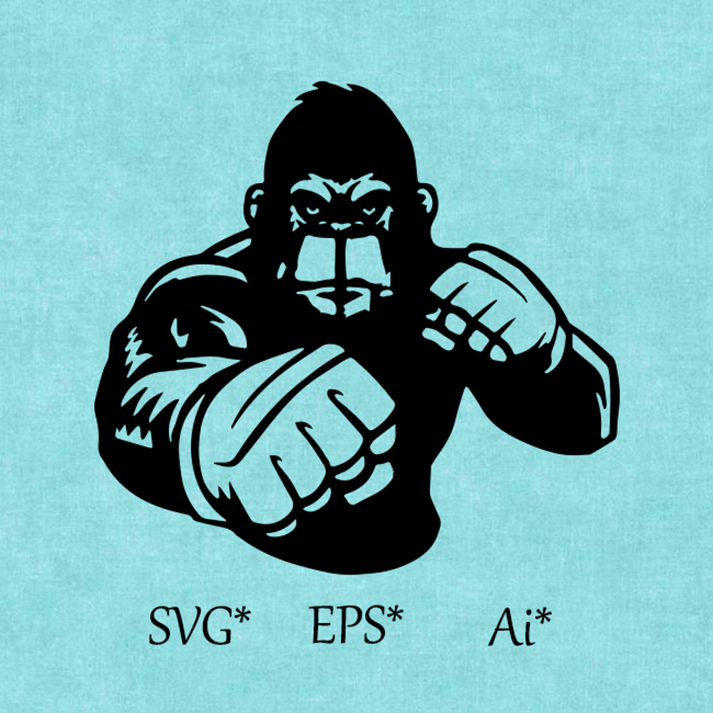 Gorilla SVG Bodybuilder Majestic Gorilla Gorilla Athlete Gorilla Punch Gorilla Boxer Digital SVG EPS AI