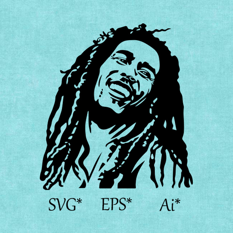 Bob Marley SVG Reggae Rastaman Freedom Jamaica Happiness Dreadlocks Country Pigtails Digital SVG EPS AI