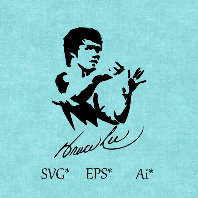 Bruce Lee SVG Legend Karate Karate Wushu Fighter Hero Fighting Actor China Kong Kong Digital SVG EPS AI