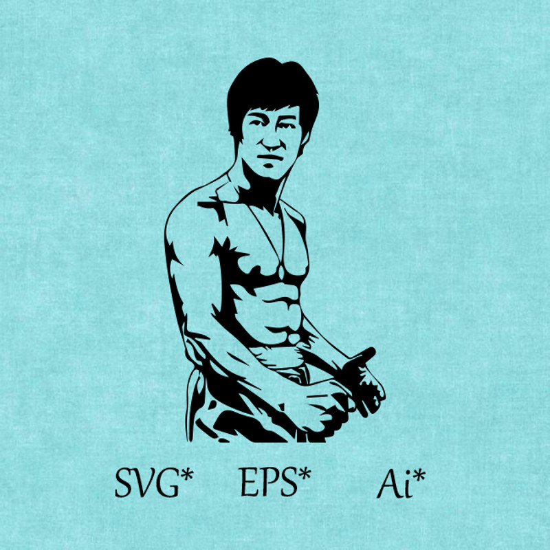 Bruce Lee SVG Legend Karate Karate Wushu Fighter Hero Fighting Actor China Kong Kong Digital SVG EPS AI