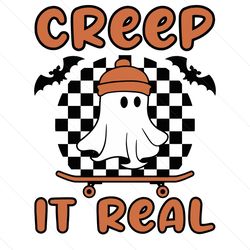 creep it real halloween checked skateboard svg
