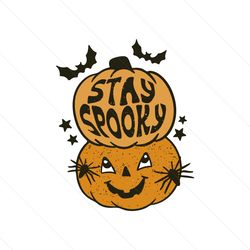 Stay Spooky Pumpkin Logo SVG, Funny Halloween Bat SVG