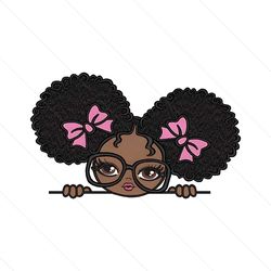 peekaboo girl with puff afro ponytails embroidery png