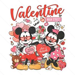 Vintage Mickey Minnie Valentine on Main Street PNG