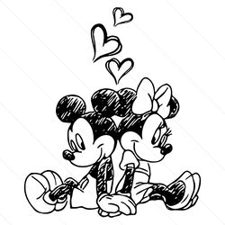 vintage mickey and minnie love valentines svg