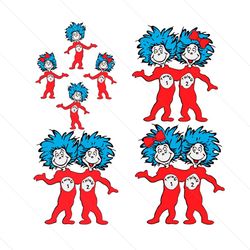 thing 1 and thing 2 dr seuss thing 1 and thing 2 digital svg, png,