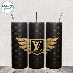 Golden Wing Louis Vuitton Logo 3D Tumbler Wrap PNG