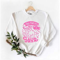 you make my heart saur valentines day dinosaur shirt