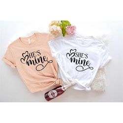 couples valentines day matching shirts he is mine she is
