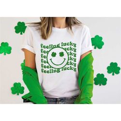 feeling lucky patricks day shirt shamrock green womens