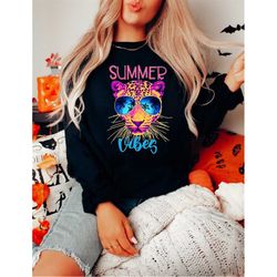 summer vibes sweatshirt tiger sweatshirt sunglasses